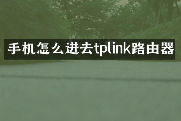 手机怎么进去tplink路由器