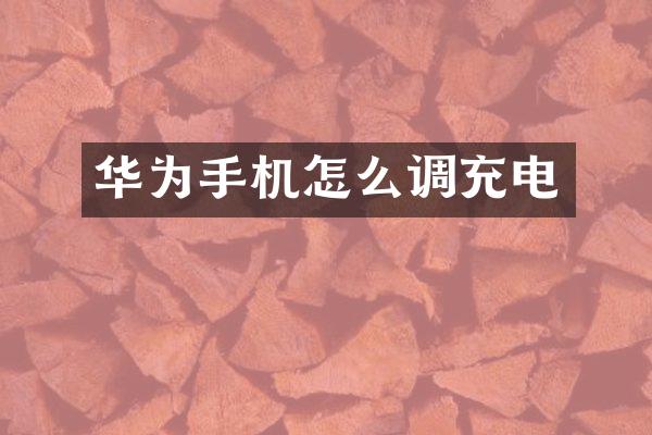 华为手机怎么调充电