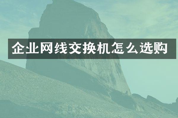 企业网线交换机怎么选购
