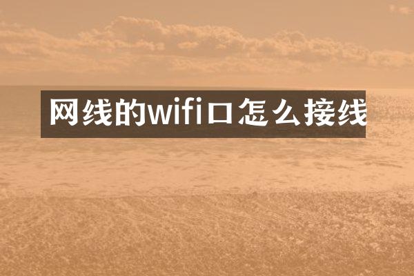 网线的wifi口怎么接线