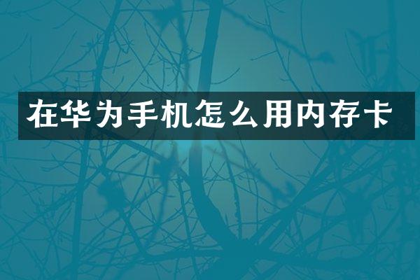 在华为手机怎么用内存卡