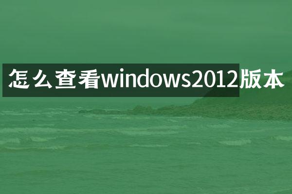 怎么查看windows2012版本
