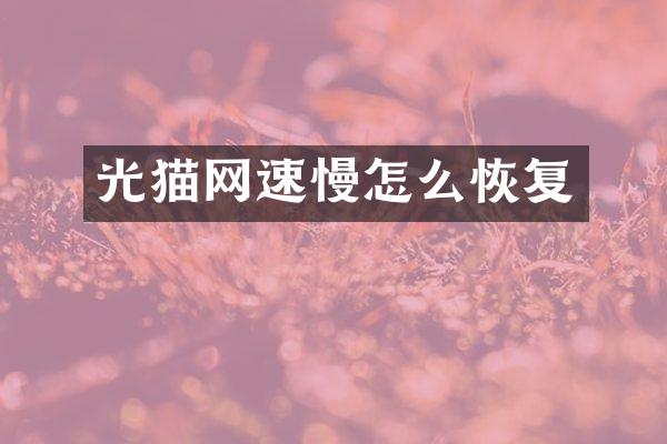 光猫网速慢怎么恢复