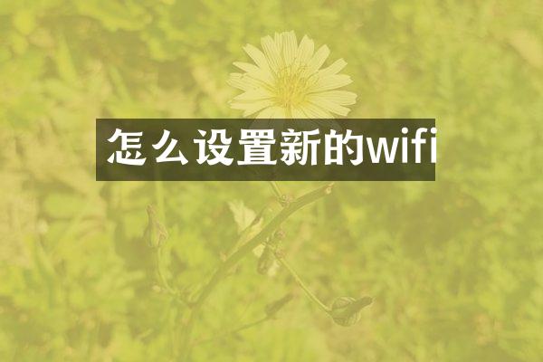 怎么设置新的wifi