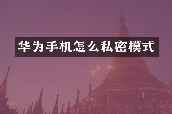 华为手机怎么私密模式