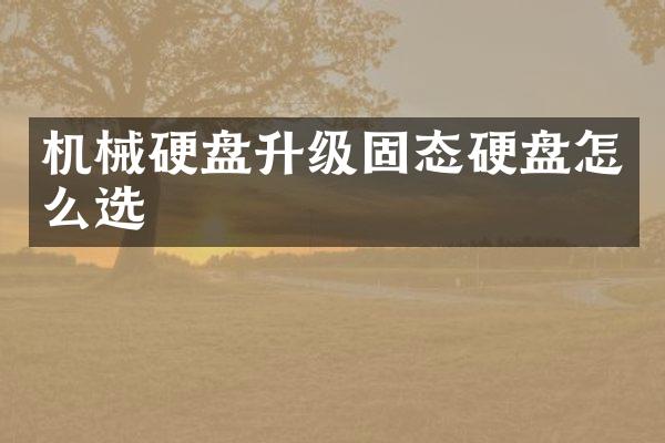 机械硬盘升级固态硬盘怎么选