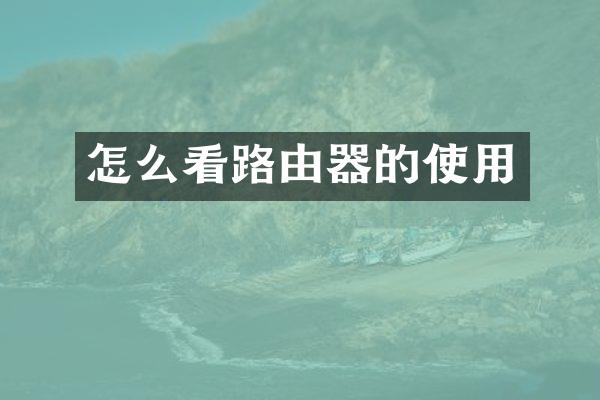 怎么看路由器的使用