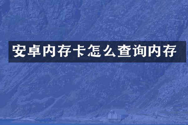 安卓内存卡怎么查询内存