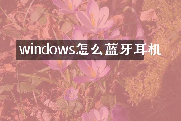 windows怎么蓝牙耳机
