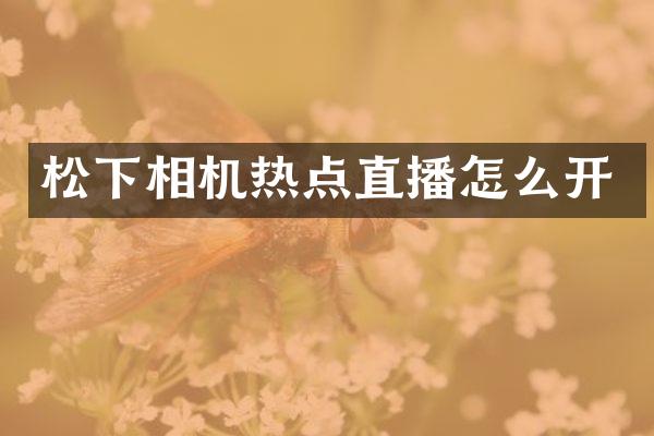 松下相机热点直播怎么开