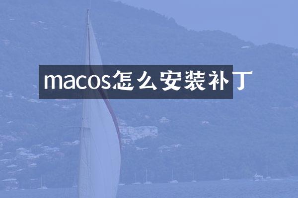 macos怎么安装补丁