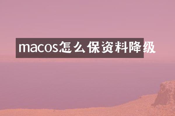 macos怎么保资料降级