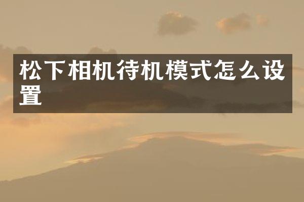 松下相机待机模式怎么设置
