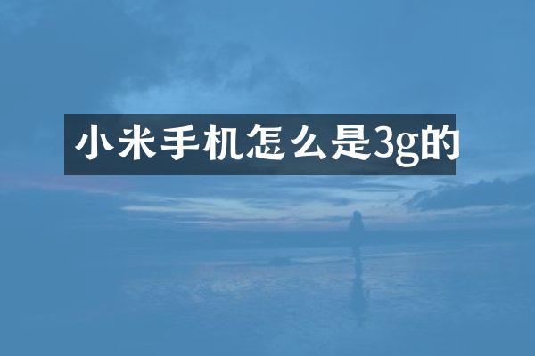 小米手机怎么是3g的