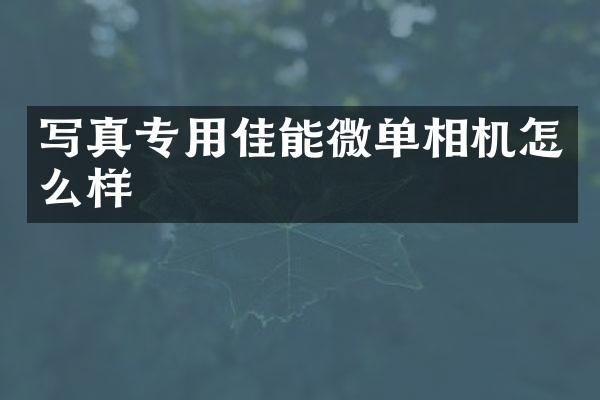 写真专用佳能微单相机怎么样