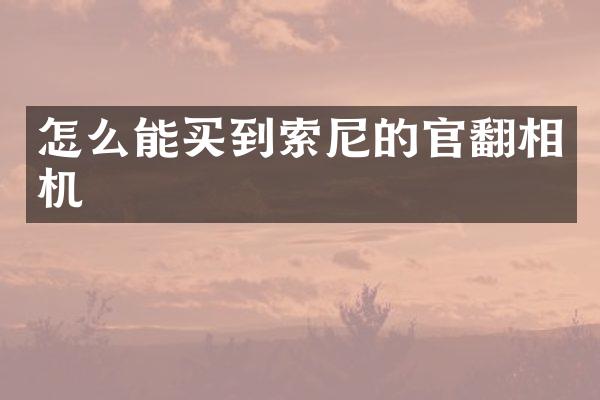 怎么能买到索尼的官翻相机