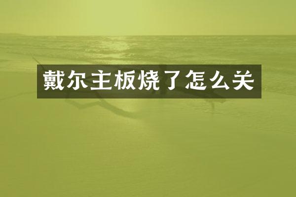 戴尔主板烧了怎么关