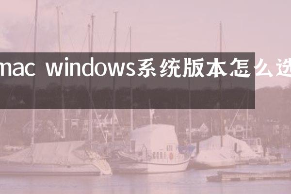 mac windows系统版本怎么选择