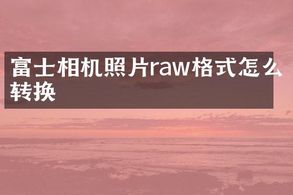 富士相机照片raw格式怎么转换