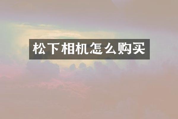 松下相机怎么购买