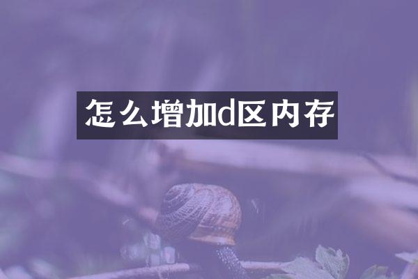 怎么增加d区内存