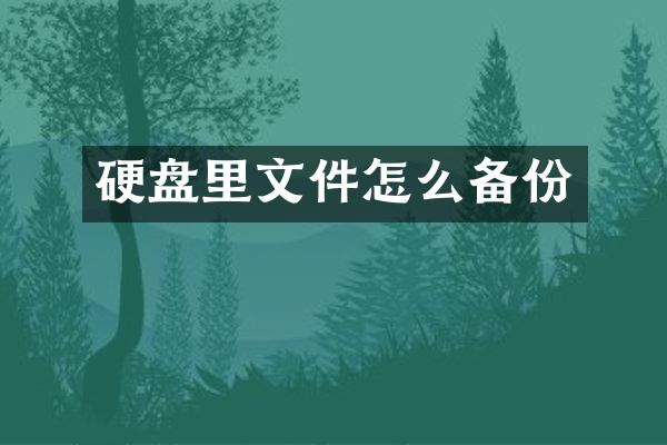 硬盘里文件怎么备份