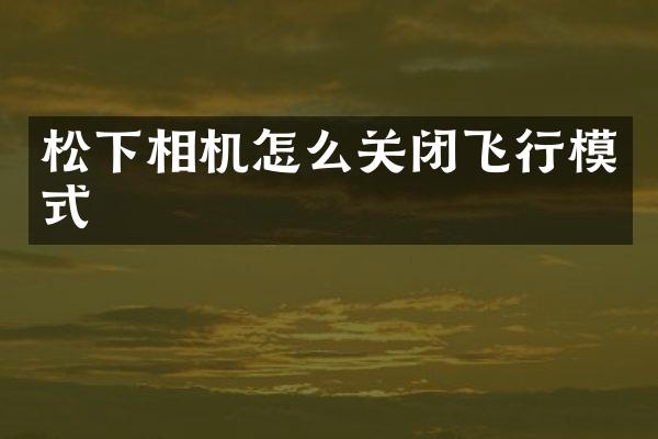 松下相机怎么关闭飞行模式
