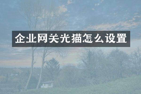 企业网关光猫怎么设置