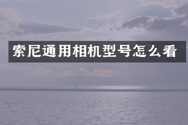 索尼通用相机型号怎么看