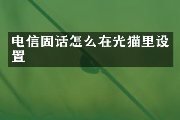 电信固话怎么在光猫里设置
