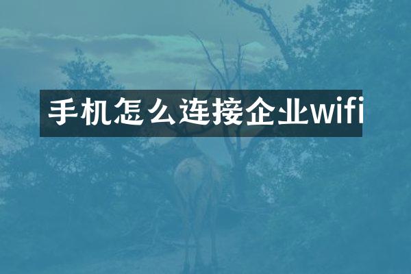 手机怎么连接企业wifi