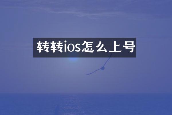 转转ios怎么上号