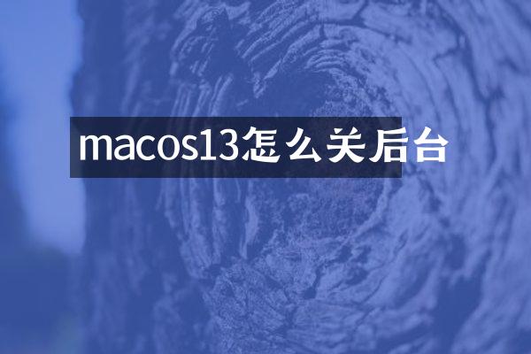 macos13怎么关后台