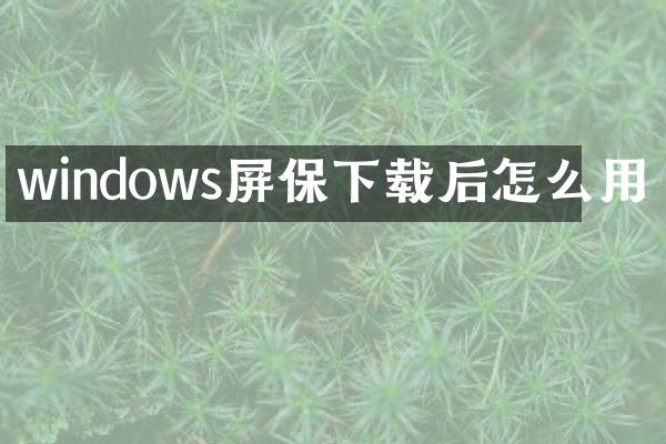 windows屏保下载后怎么用