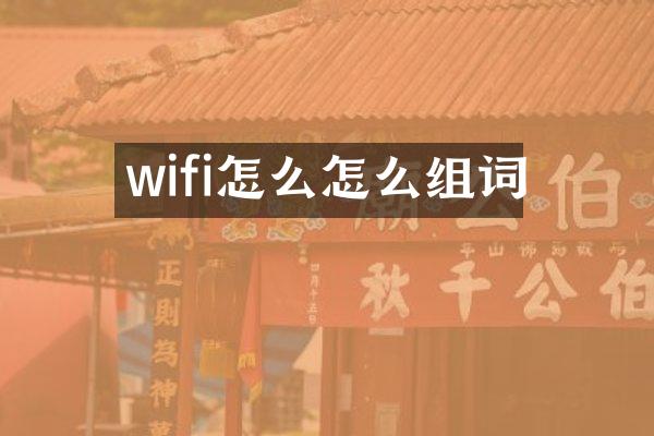 wifi怎么怎么组词