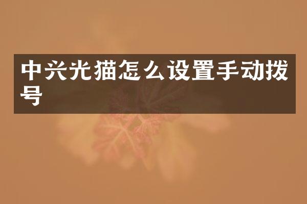 中兴光猫怎么设置手动拨号