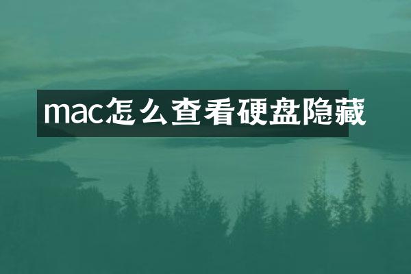 mac怎么查看硬盘隐藏