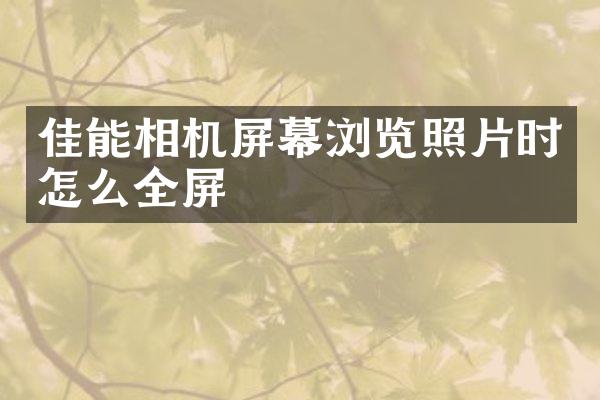 佳能相机屏幕浏览照片时怎么全屏