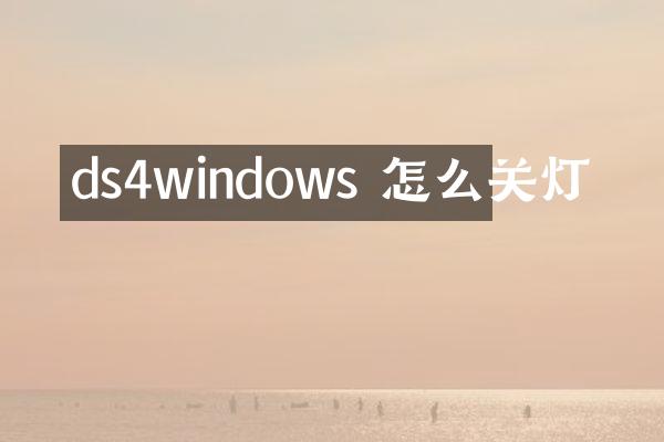 ds4windows 怎么关灯