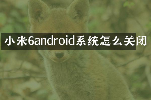 小米6android系统怎么关闭