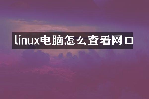 linux电脑怎么查看网口