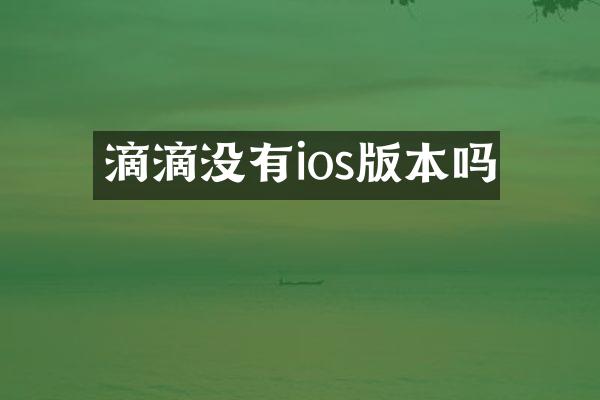 滴滴没有ios版本吗