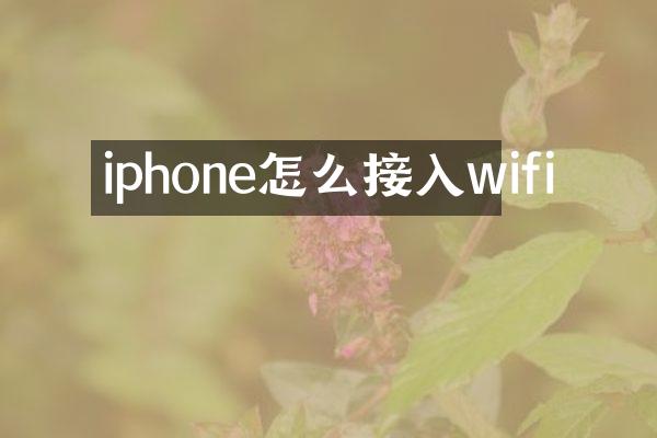 iphone怎么接入wifi