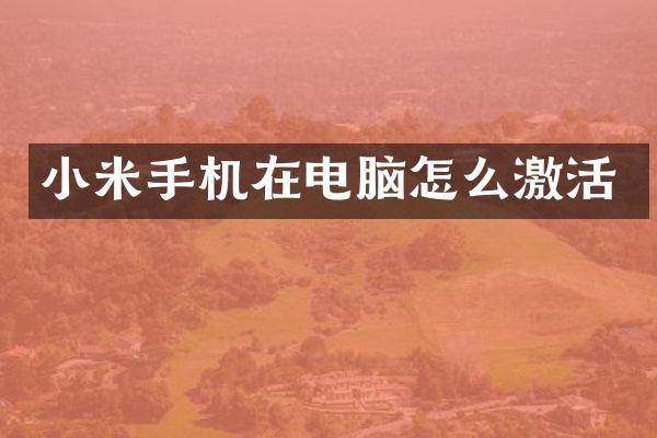 小米手机在电脑怎么激活