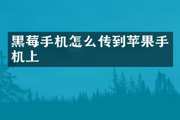 黑莓手机怎么传到苹果手机上