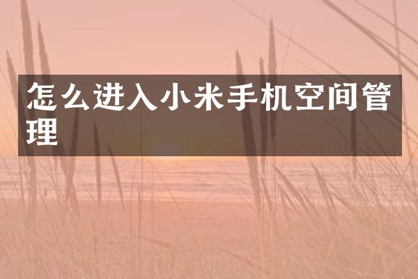 怎么进入小米手机空间管理