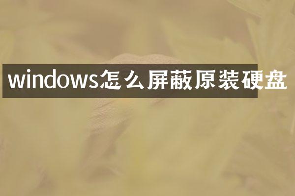 windows怎么屏蔽原装硬盘