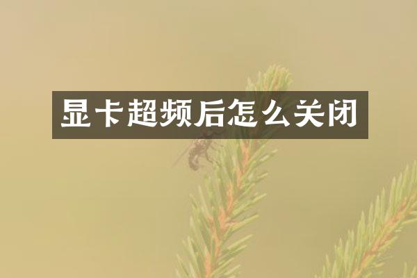 显卡超频后怎么关闭