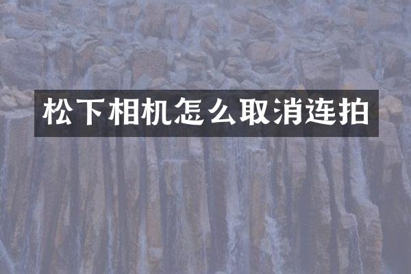 松下相机怎么取消连拍