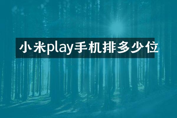 小米play手机排多少位